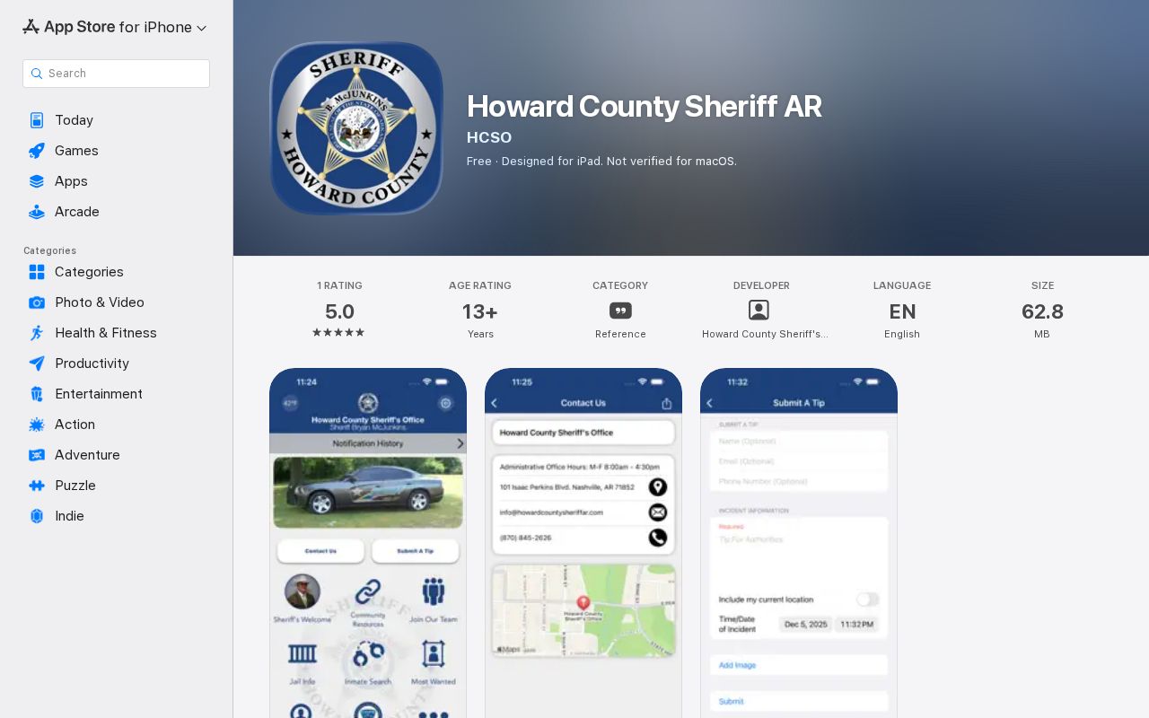 Howard County Sheriff AR iPhone app with inmate search feature
