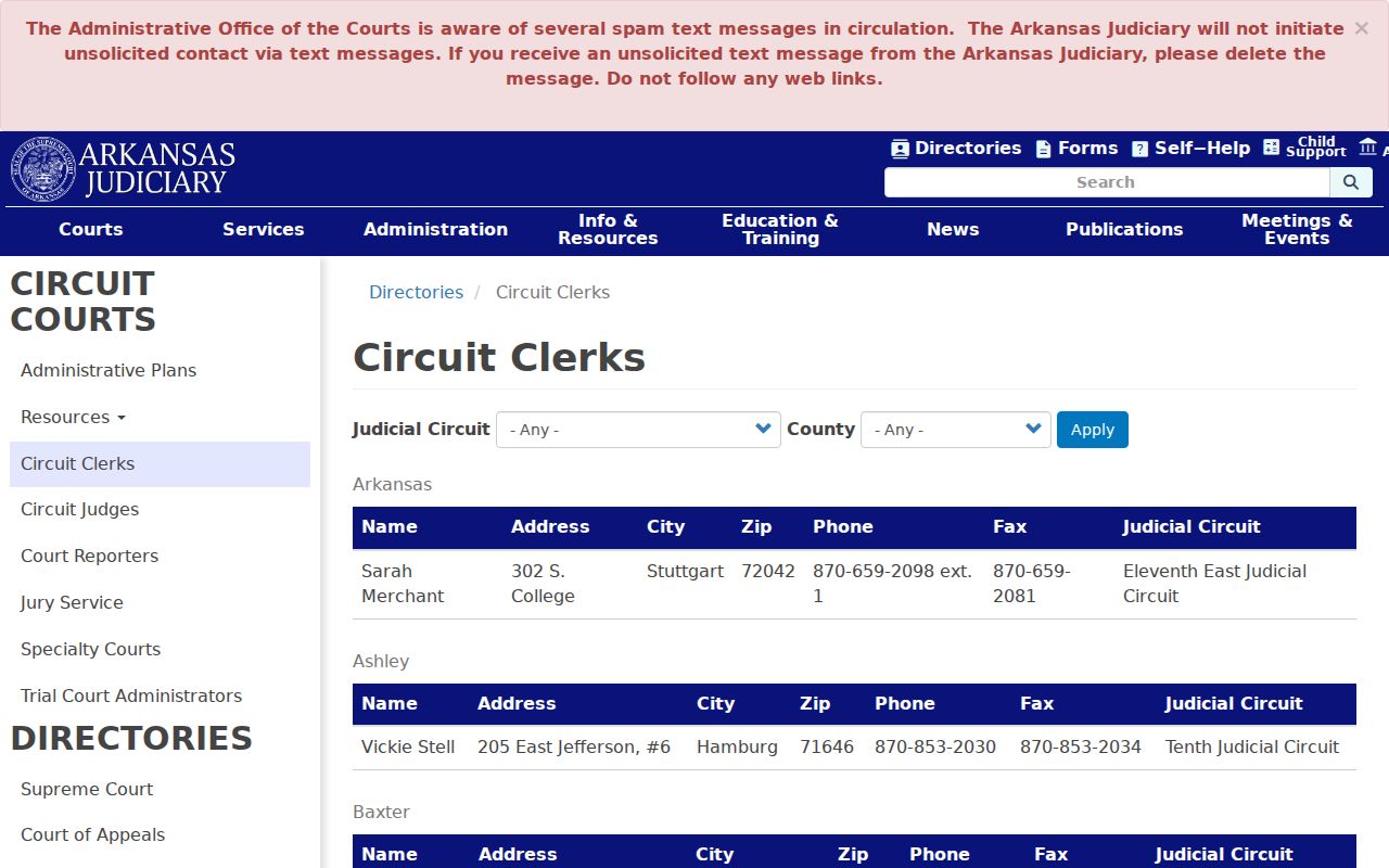 Arkansas circuit clerk directory for official Howard County criminal case files