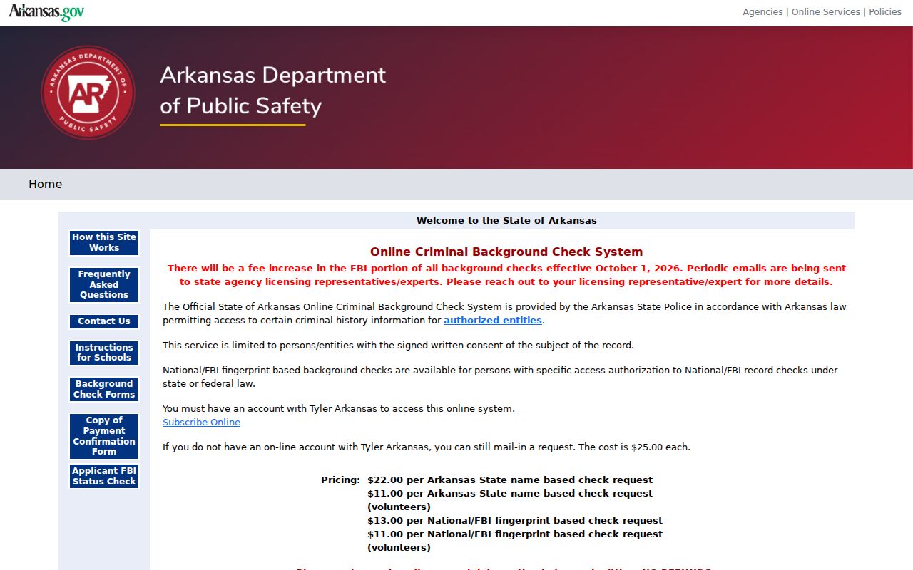 Howard County criminal history Arkansas background check system