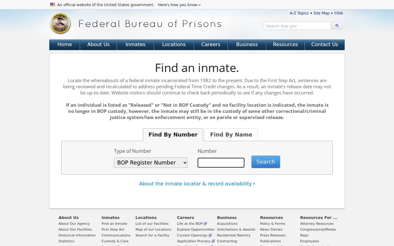 Mineral Springs criminal history research through the federal inmate locator